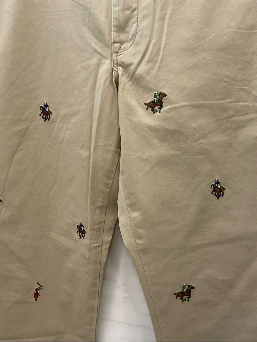 POLO Ralph Lauren Tan ALL OVER PLAYER Stretch Straight Fit Pants size 38-30 T76